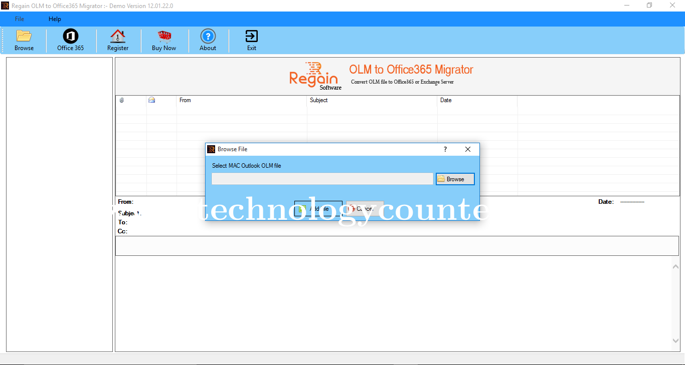 Regain OLM to Office 365 Migrator Screenshots